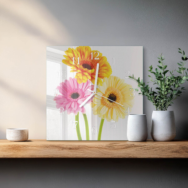 Square wall clock Flowers