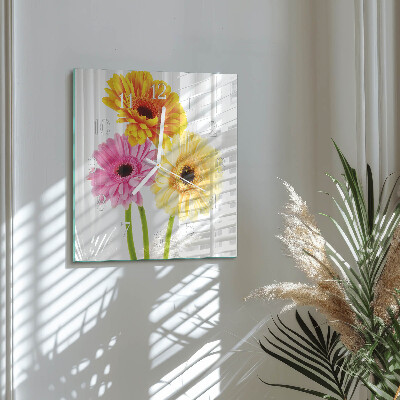 Square wall clock Flowers