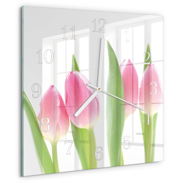 Square wall clock Tulips