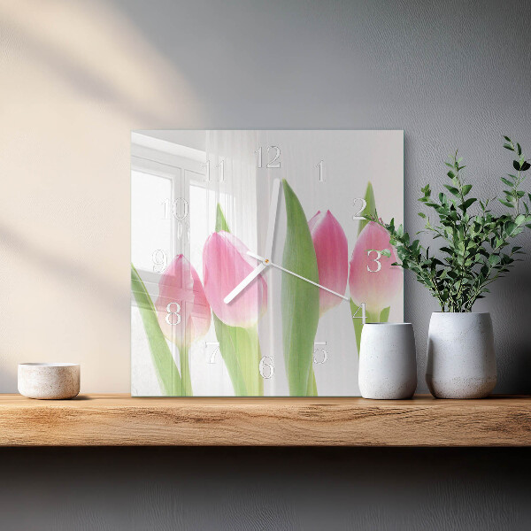 Square wall clock Tulips