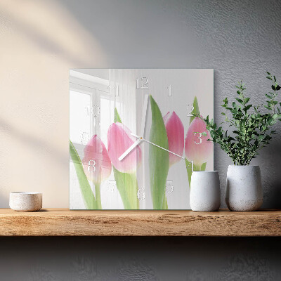 Square wall clock Tulips