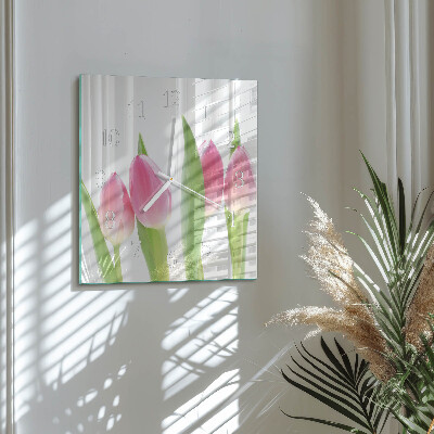 Square wall clock Tulips
