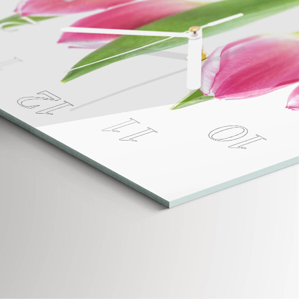 Square wall clock Tulips