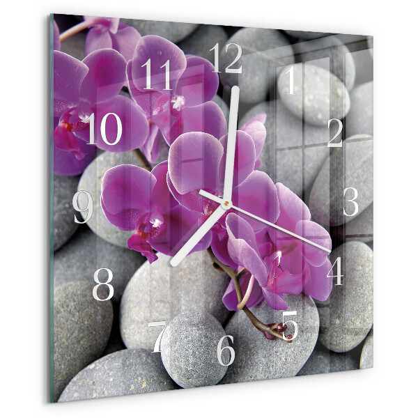 Square wall clock Orchid Stones
