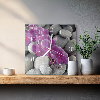 Square wall clock Orchid Stones