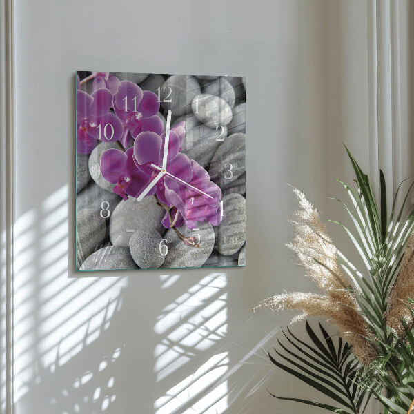 Square wall clock Orchid Stones