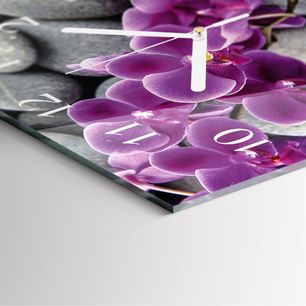 Square wall clock Orchid Stones