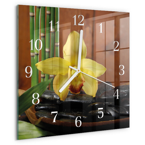 Square wall clock Bamboo Orchid
