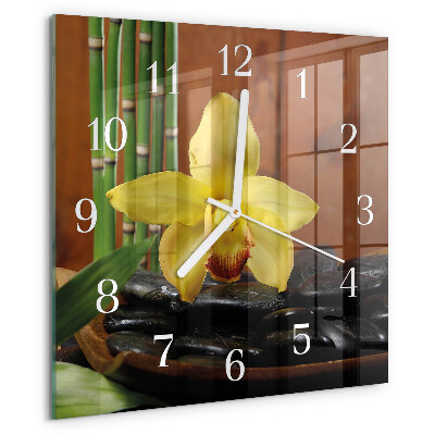 Square wall clock Bamboo Orchid