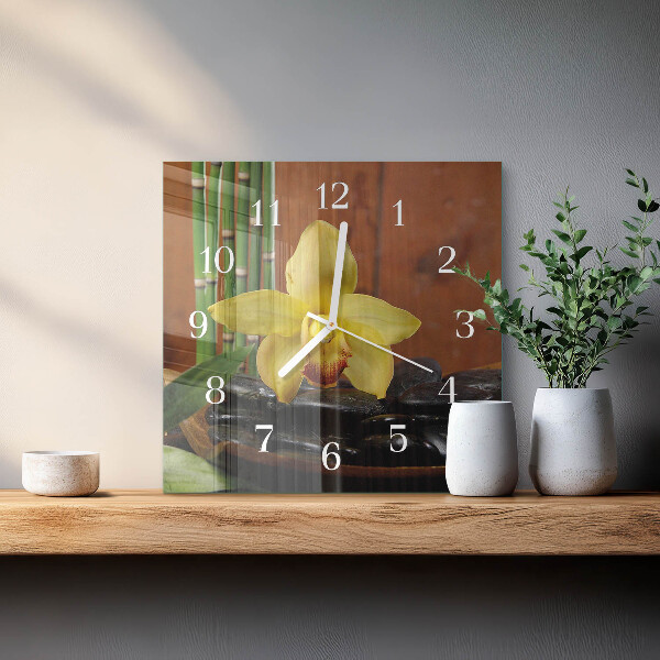 Square wall clock Bamboo Orchid