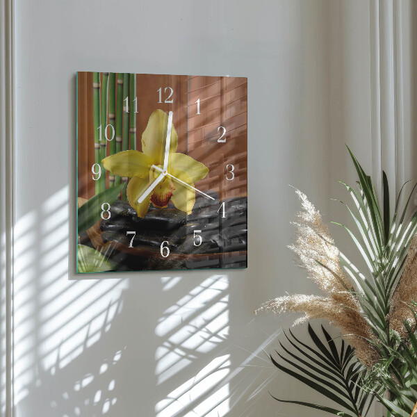Square wall clock Bamboo Orchid