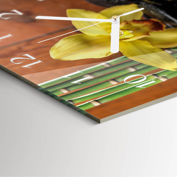 Square wall clock Bamboo Orchid