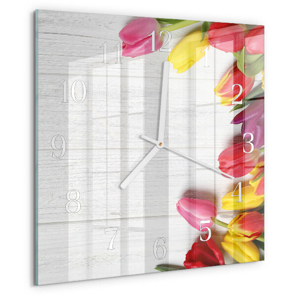 Square wall clock Tulips