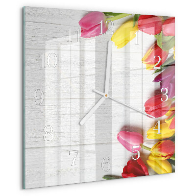 Square wall clock Tulips