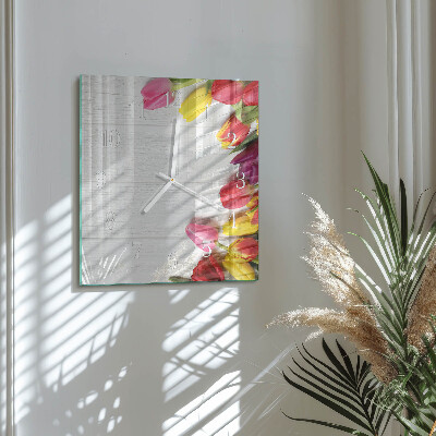Square wall clock Tulips