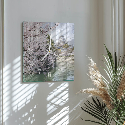 Square wall clock Cherry Trees