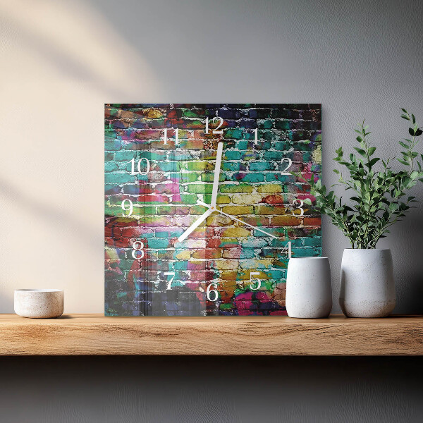 Square wall clock Brick