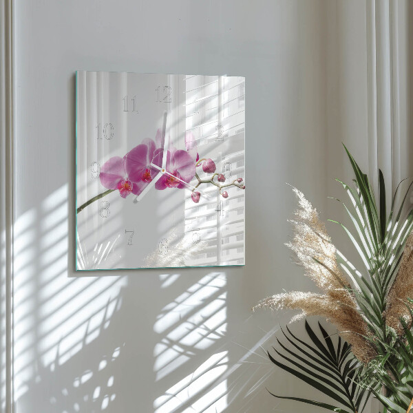 Square wall clock Orchid