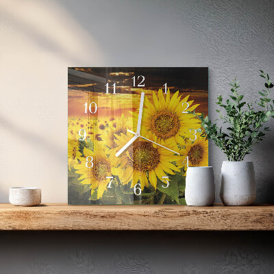 Square wall clock Sunflowers