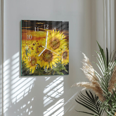 Square wall clock Sunflowers