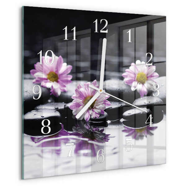 Square wall clock Flowers