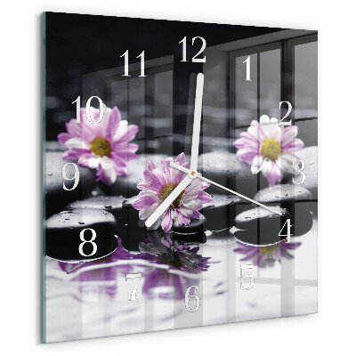 Square wall clock Flowers