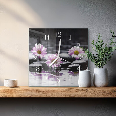 Square wall clock Flowers