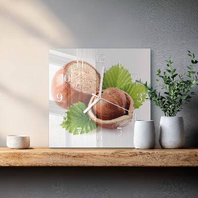 Square wall clock Hazelnuts