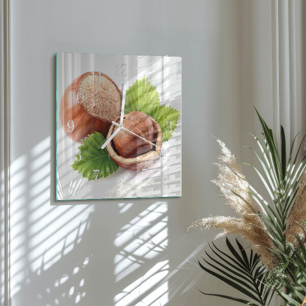 Square wall clock Hazelnuts