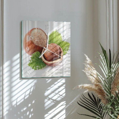 Square wall clock Hazelnuts