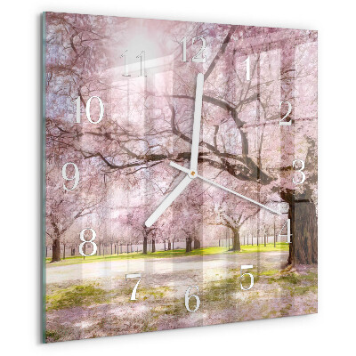Square wall clock Cherry Trees