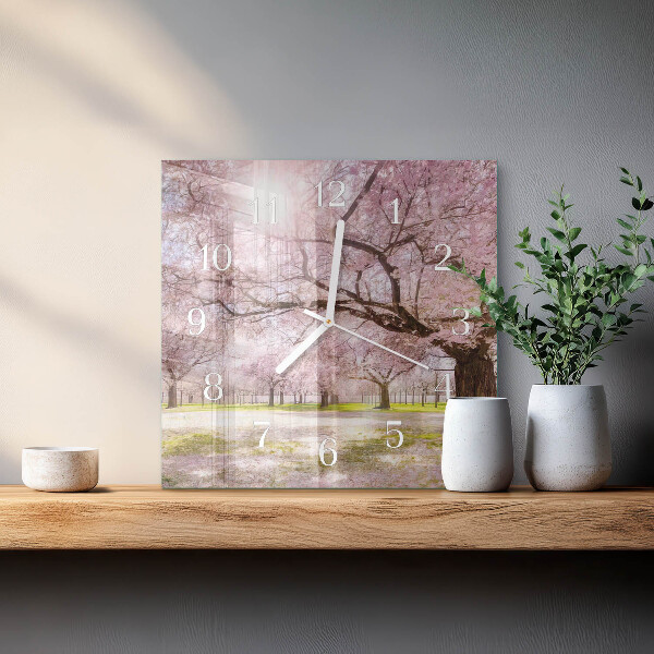 Square wall clock Cherry Trees