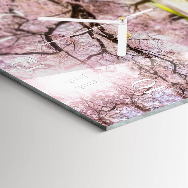 Square wall clock Cherry Trees
