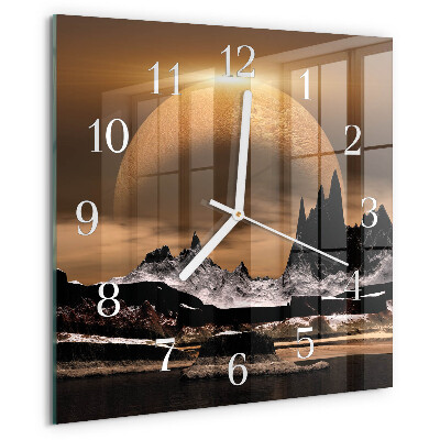 Square wall clock Mountains