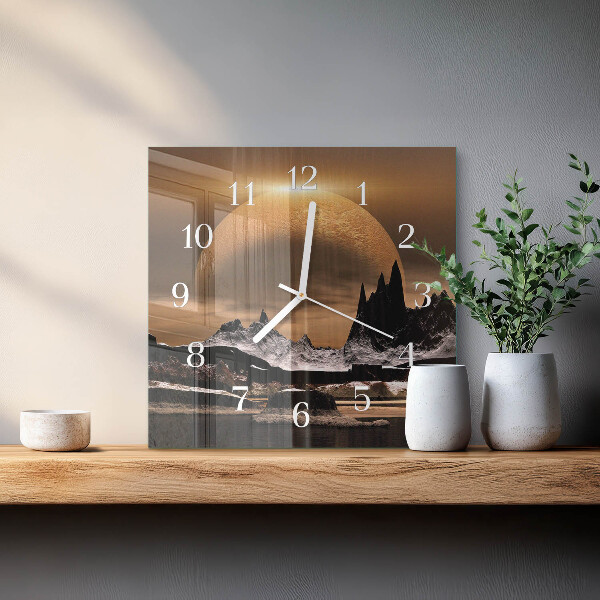 Square wall clock Mountains