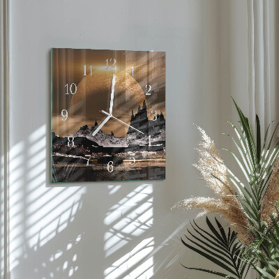 Square wall clock Mountains