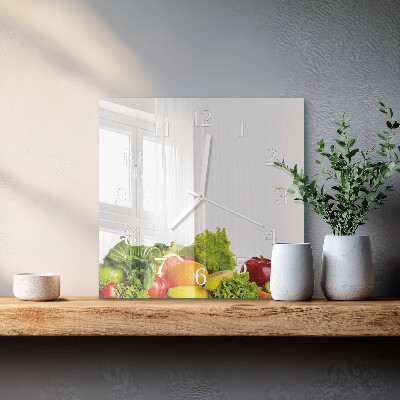 Square wall clock Vegetables