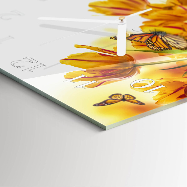 Square wall clock Tulips
