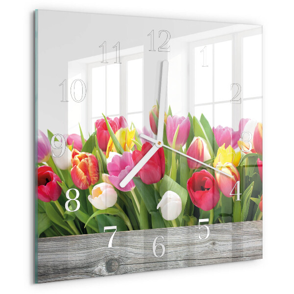 Square wall clock Tulips