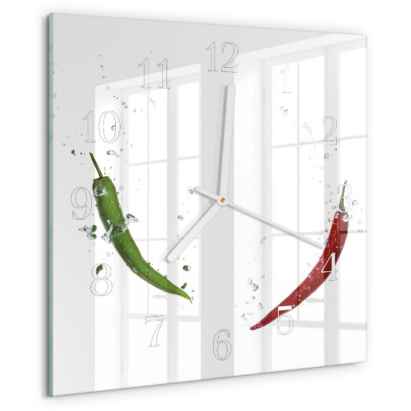 Square wall clock Chili peppers