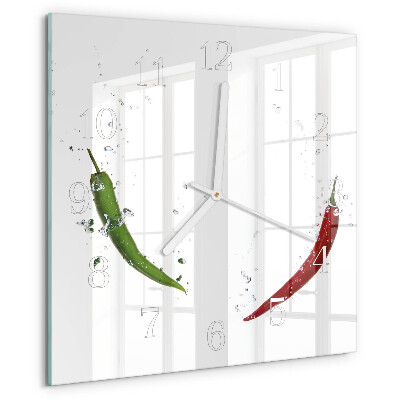 Square wall clock Chili peppers