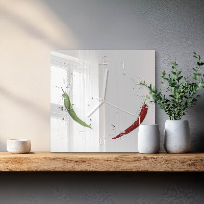 Square wall clock Chili peppers