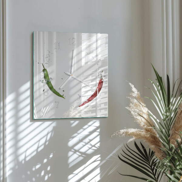 Square wall clock Chili peppers