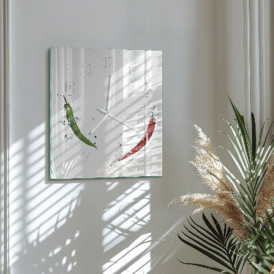 Square wall clock Chili peppers