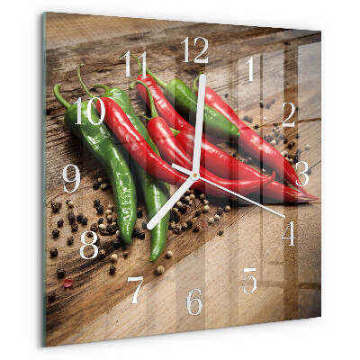Square wall clock Chili peppers
