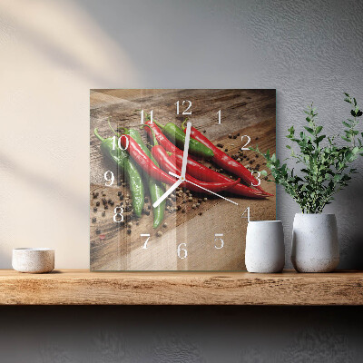 Square wall clock Chili peppers