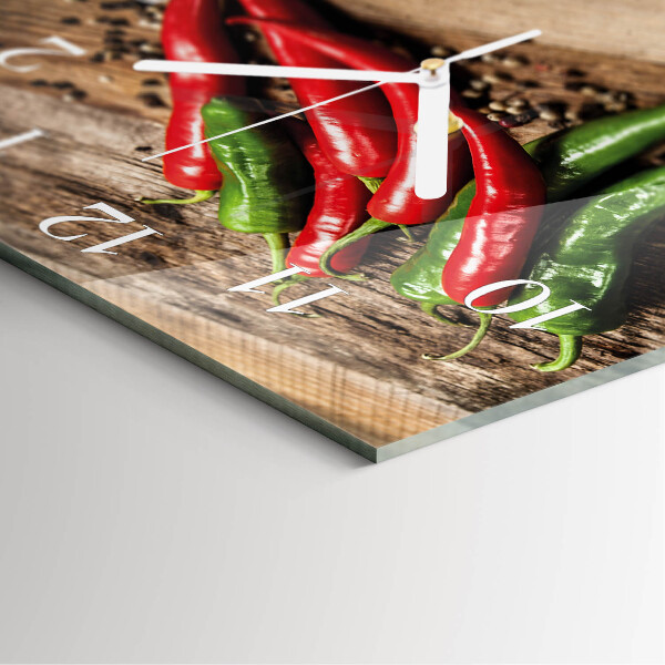 Square wall clock Chili peppers
