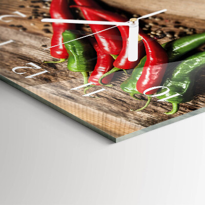Square wall clock Chili peppers
