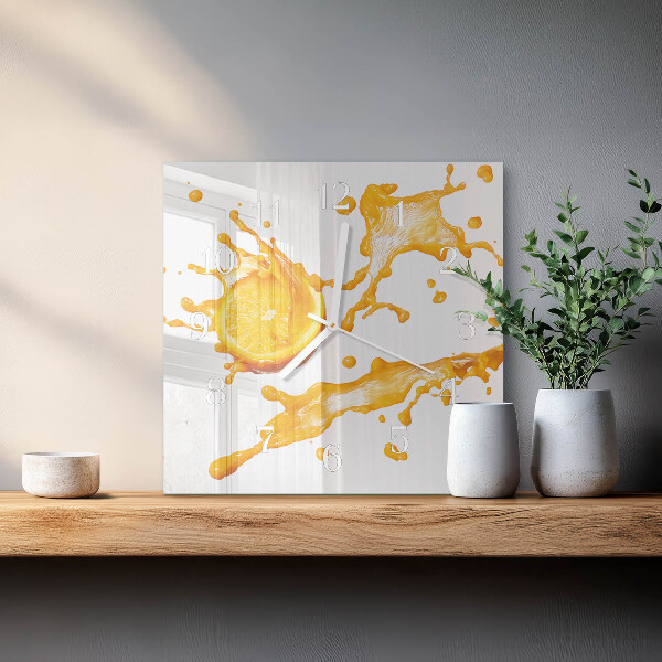 Square wall clock Orange juice