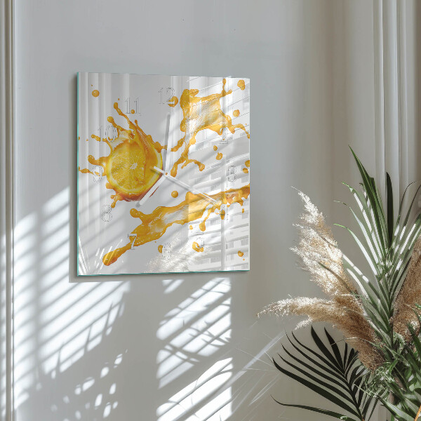 Square wall clock Orange juice